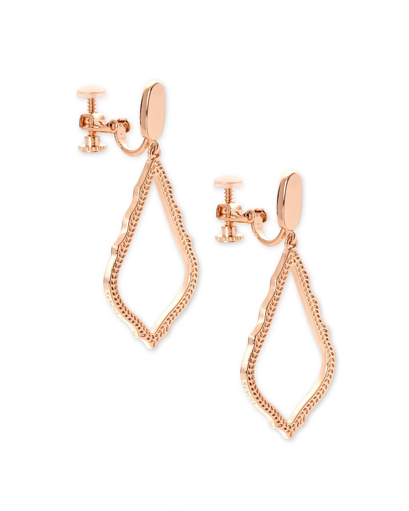 Sophia Clip On Drop Earrings In Rose Gold