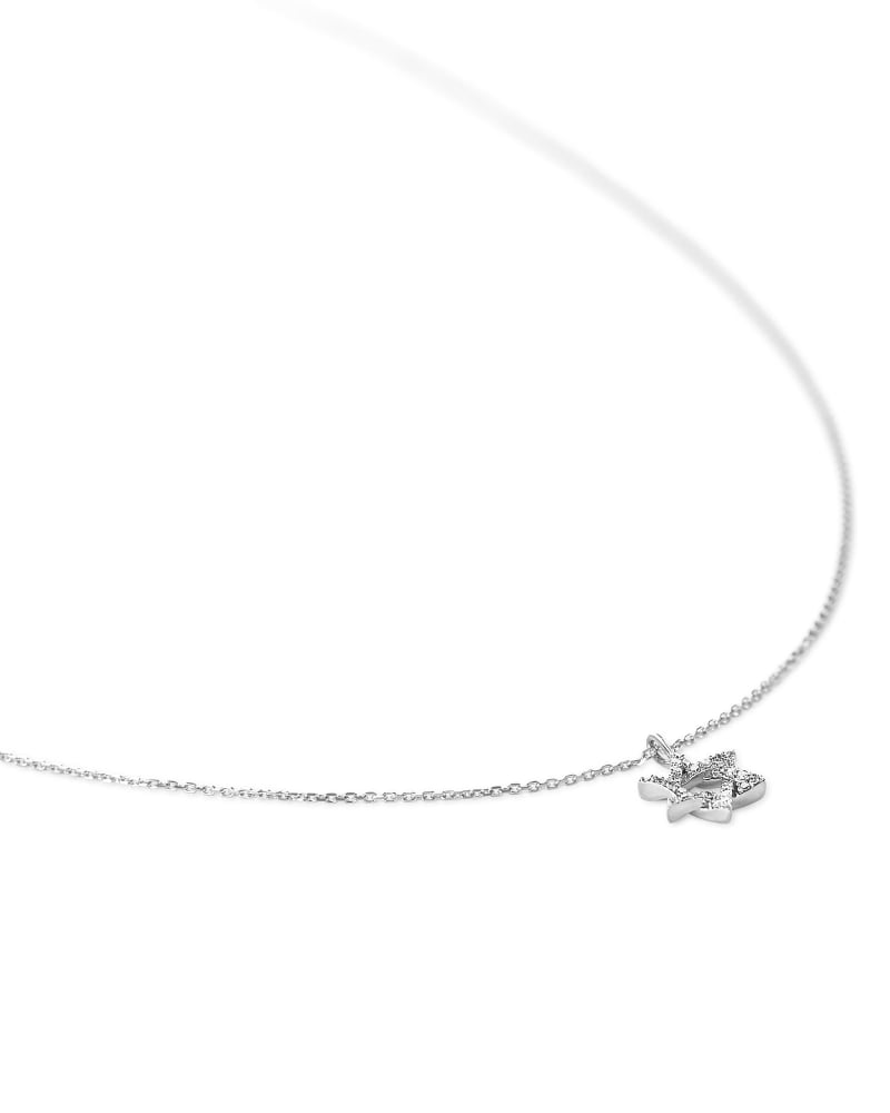  Star Of David 14k White Gold Pendant Necklace In White Diamonds