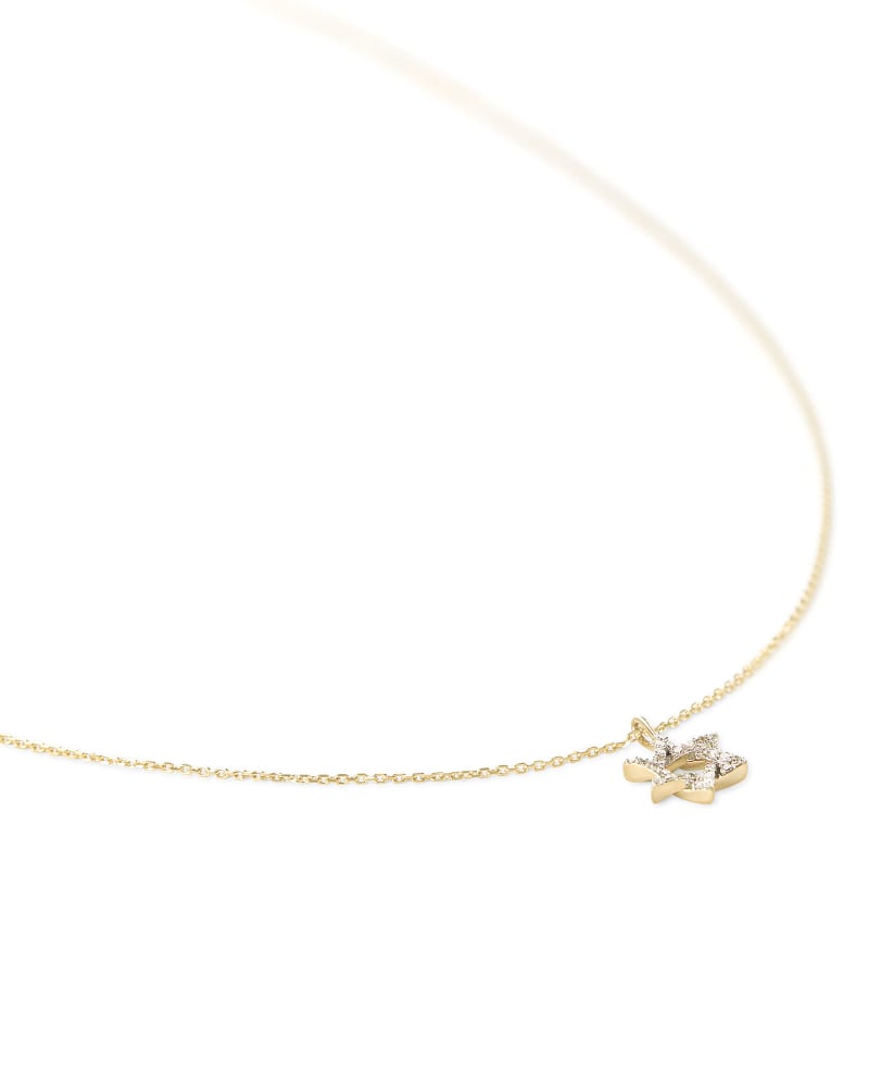  Star Of David 14k Yellow Gold Pendant Necklace In White Diamonds