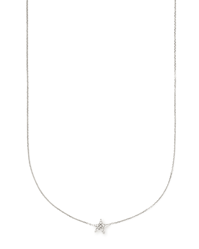  Star 14k White Gold Pendant Necklace In White Diamonds