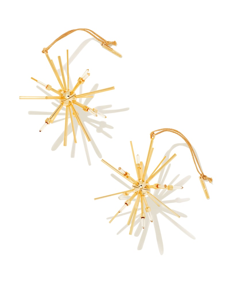  Starburst Gold Ornaments Set Of 2 In Clear