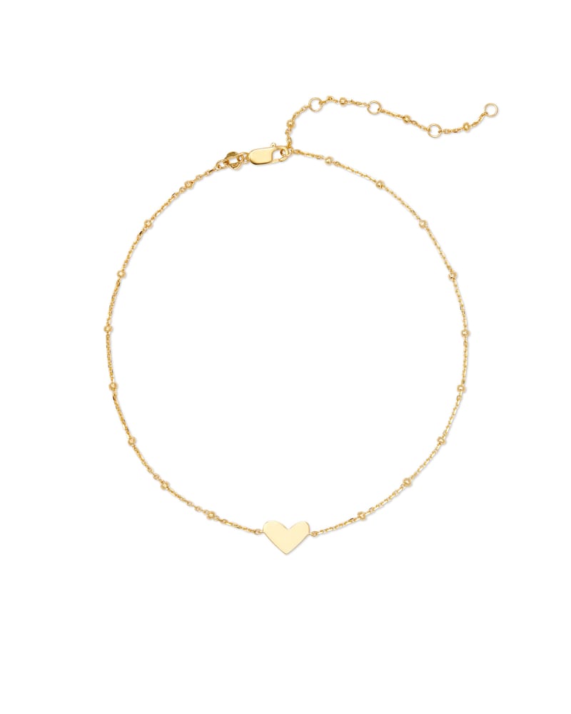  Ari Heart Chain Anklet In 18k Yellow Gold Vermeil