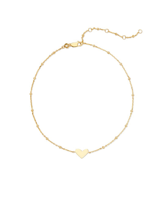  Ari Heart Chain Anklet In 18k Yellow Gold Vermeil