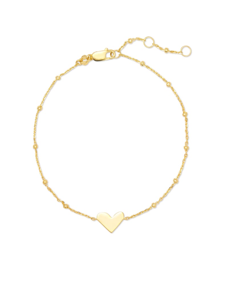  Ari Heart Delicate Chain Bracelet In 18k Yellow Gold Vermeil