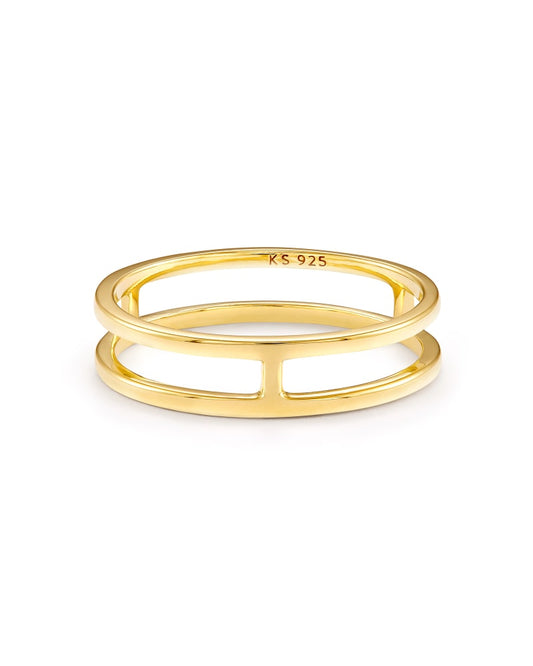  Bennett Double Band Ring In 18k Yellow Gold Vermeil