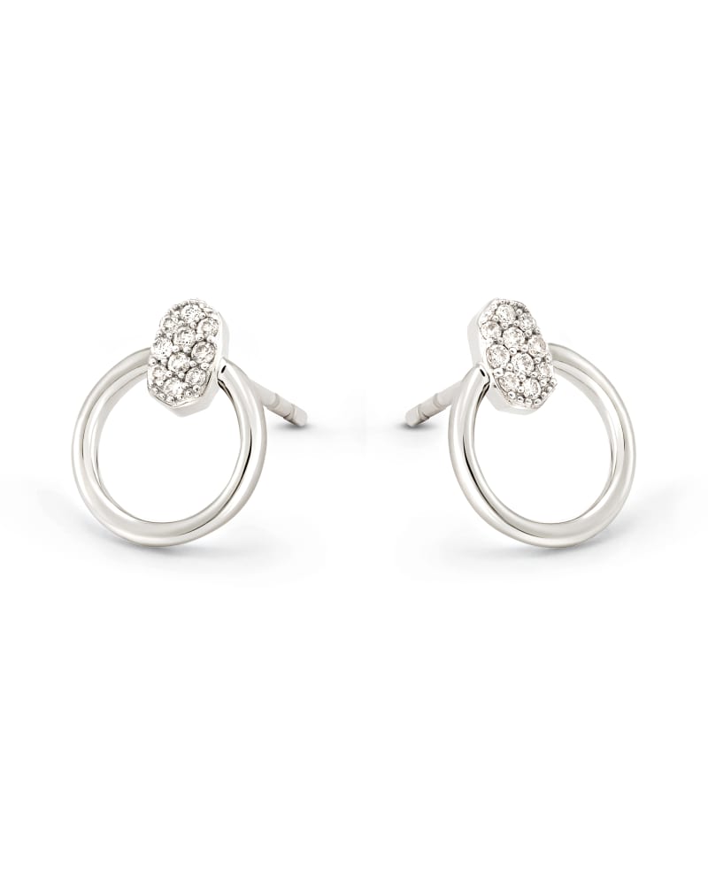  Tegan 14k White Gold Stud Earrings In White Diamond