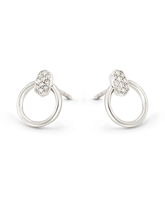  Tegan 14k White Gold Stud Earrings In White Diamond