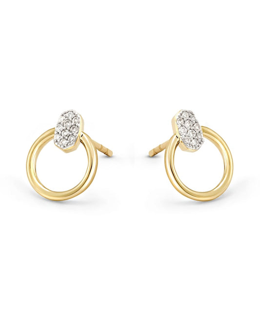  Tegan 14k Yellow Gold Stud Earrings In White Diamond