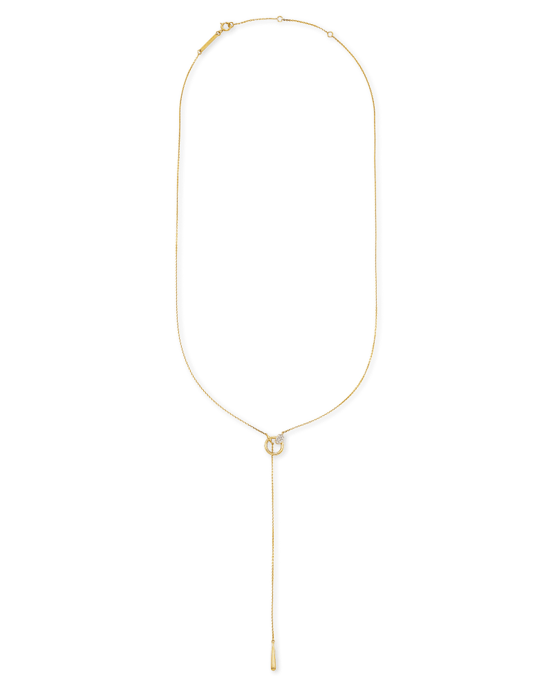  Tegan 14k Yellow Gold Y Necklace In White Diamond