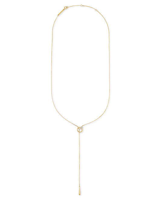  Tegan 14k Yellow Gold Y Necklace In White Diamond