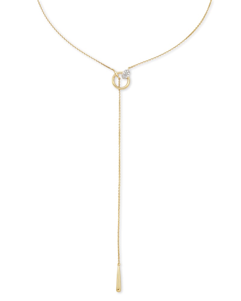  Tegan 14k Yellow Gold Y Necklace In White Diamond