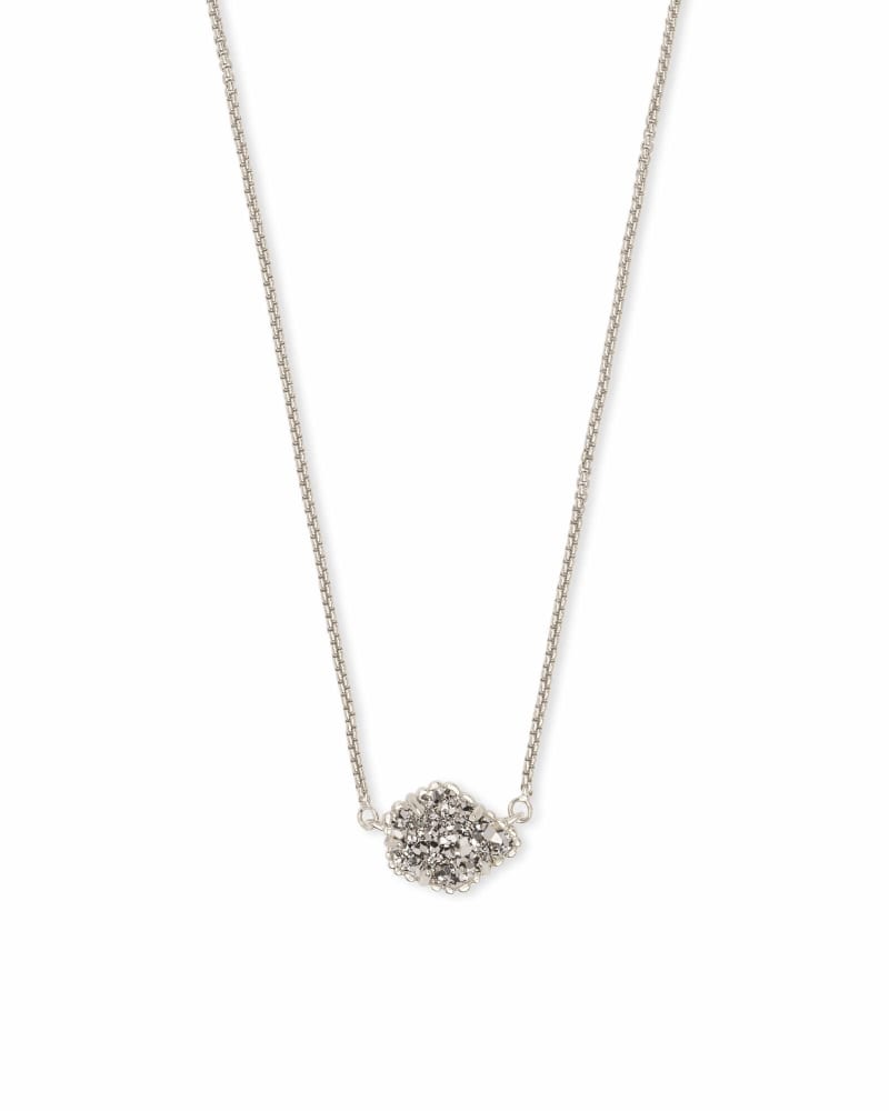 Tess Silver Pendant Necklace In Platinum Drusy
