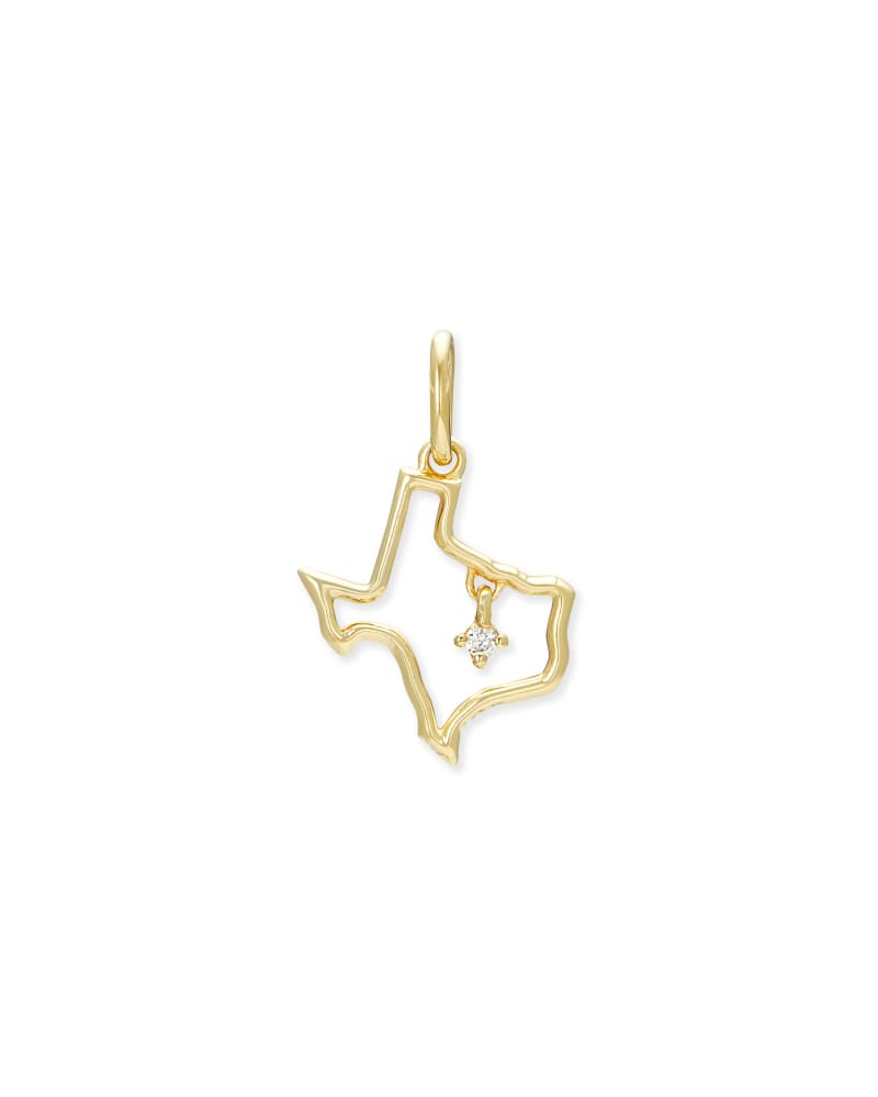  Texas 18k Gold Vermeil Charm In White Diamond