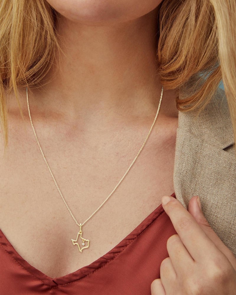  Texas 18k Gold Vermeil Charm In White Diamond