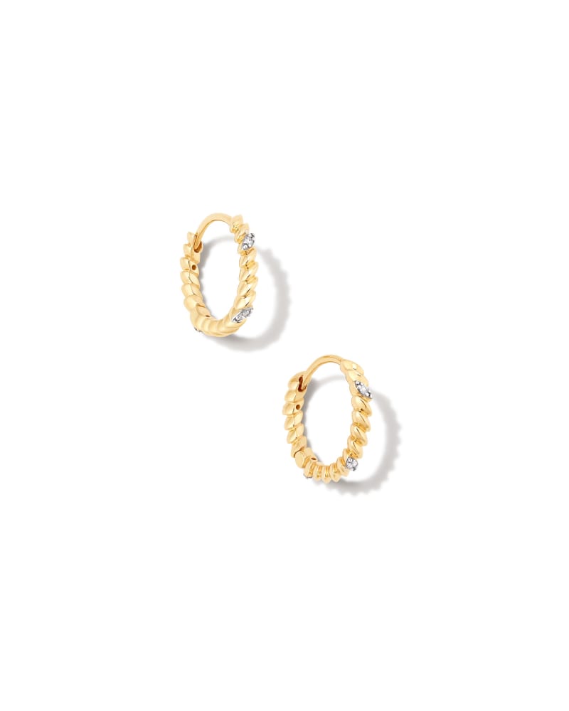  Tyler 14k Yellow Gold Huggie Earrings In White Diamond