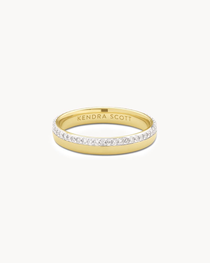 Whitney 14k Yellow Gold Band Ring In White Diamond