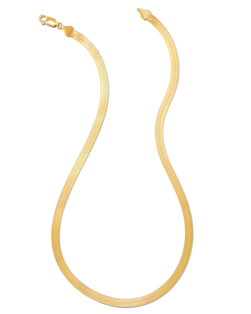  Wide Herringbone Chain Necklace In 18k Gold Vermeil