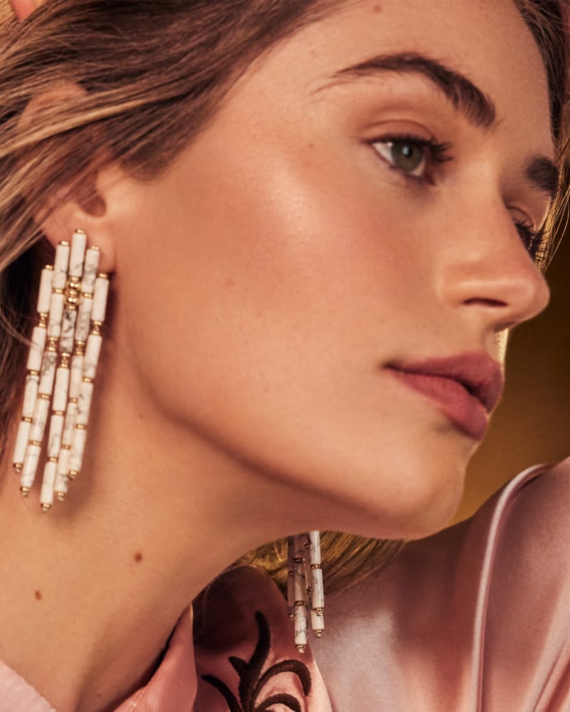  Ember Gold Statement Earrings In White Howlite