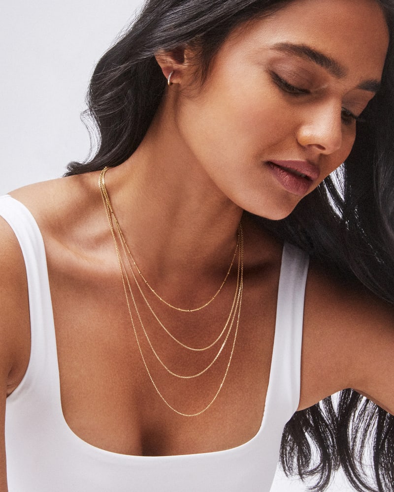  15" Thin Chain Necklace In 14k Yellow Gold