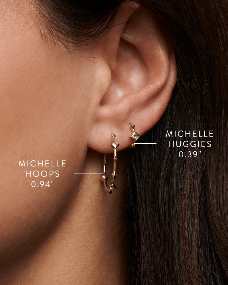  Michelle 14k Yellow Gold Huggie Earrings In White Diamond